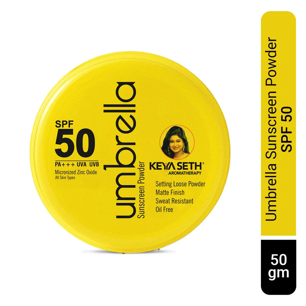 Umbrella Sunscreen Powder SPF 50 with PA+++ UV Protection, Sweat Resistant Formula, Micronized Zinc Oxide for Oily Skin
