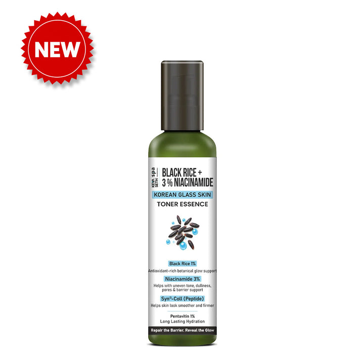 Korean Glass Skin Toner Essence - 1% Black Rice, 3% Niacinamide, Peptide, Hydration, Barrier Repair, Smooth, Brighter Skin - Keya Seth Aromatherapy