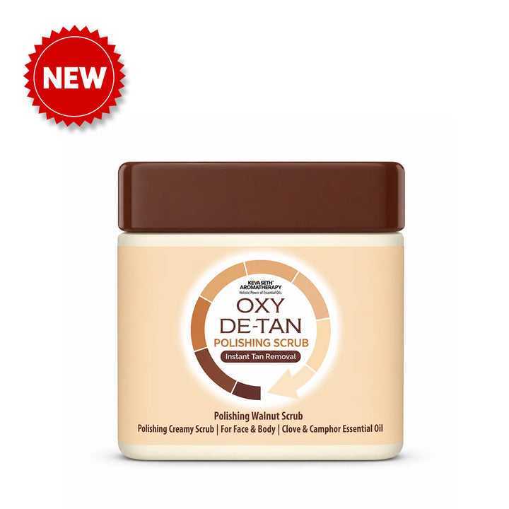 Oxy De Tan Face & Body Polishing Walnut Scrub - Removes Tan, Glowing & Lightens Skin with Essential Oils - Keya Seth Aromatherapy