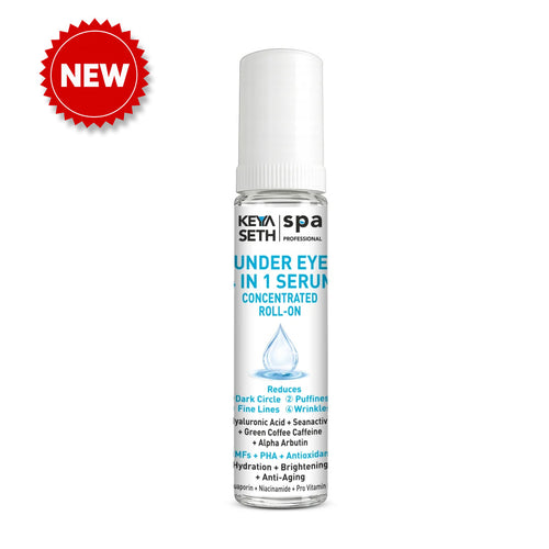 Under Eye 4-in-1 Concentrated Serum Roll-On - Reduces Dark Circles, Fine Lines, Puffiness & Wrinkles with Hyaluronic Acid, Green Coffee Caffeine, Alpha Arbutin & Niacinamide - Keya Seth Aromatherapy