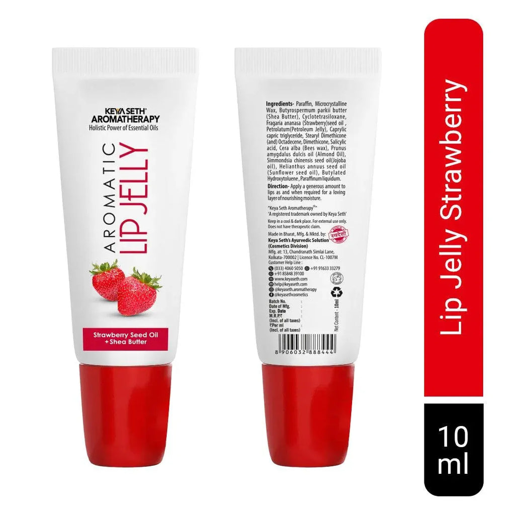 Aromatic Lip Jelly Strawbery, Enriched with Strawbery Seed Oil & Shea Butter, Tinted Lip Balm, Brightening and Moisturizing Dark Lips for Men and Women 10ml, Lip Care, Lip Balms, Keya Seth Aromatherapy