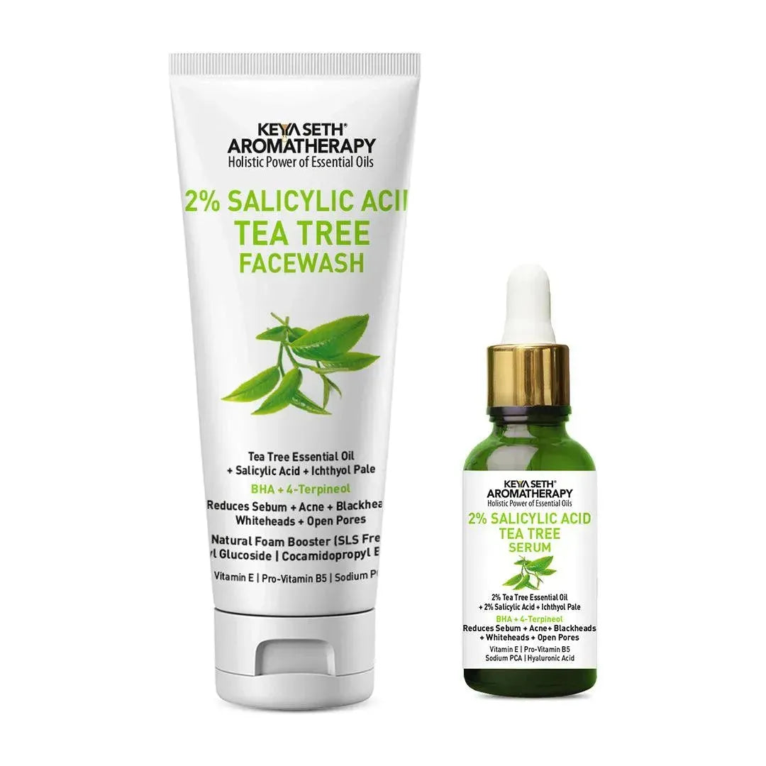 Acne Solution Kit: 2% Salicylic Acid Tea Tree Oil Facewash & Serum