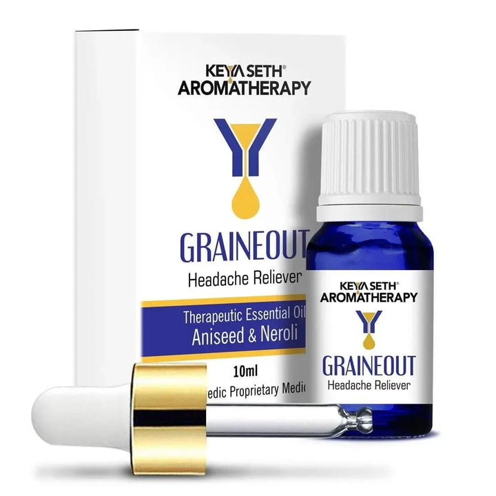 Graine Out-Migraine, Headache, Sinus, Relief Natural Therapeutic Essential Oil Blend of Aniseed & Neroli 10ml - Keya Seth Aromatherapy