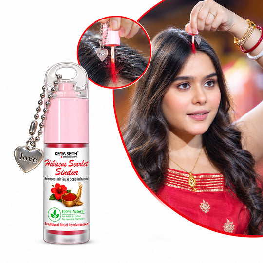 Limited Edition - Hibiscus Scarlet Red Sindur – Helps Reduce Hair Fall & Scalp Irritation, Korean Red Ginsgeng, Organic Floral Colour & Herbs , Long-Lasting & Water-Resistant - Keya Seth Aromatherapy