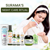 Surama’s Night Skin Care Ritual – Hydrating Face Wash, Exfoliating Toner, Hyaluronic Acid & Vitamin C Serums, Black Rice Moisturizer & Pudding Mask for Deep Hydration, Barrier Repair, Brightening & Anti-Ageing - Keya Seth Aromatherapy