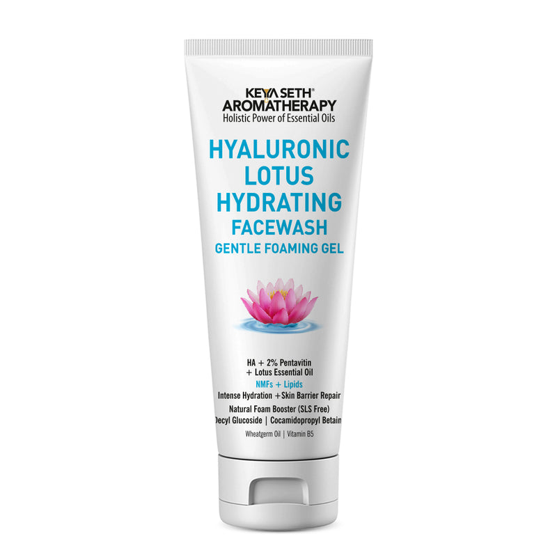 Hyaluronic Lotus Hydrating Facewash, 2 % Pentavitin + Natural Glucoside Foaming, NMFs + Lipids, Skin Barrier Repair, Gentle SLS Free