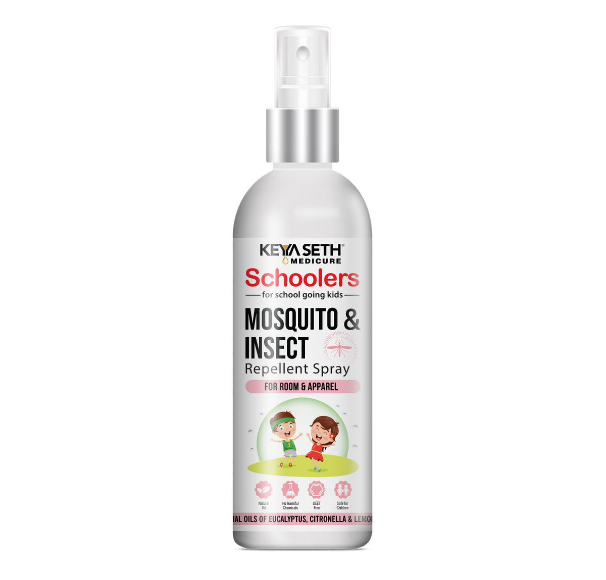 Schoolers Baby & Kids Mosquito - Insect Repellent Spray- Advanced Protection with Citronella, Eucalyptus & Lemongrass Oils For Room & Apparel - Keya Seth Aromatherapy