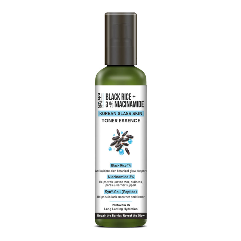 Korean Glass Skin Toner Essence - 1% Black Rice, 3% Niacinamide, Peptide, Hydration, Barrier Repair, Smooth, Brighter Skin - Keya Seth Aromatherapy