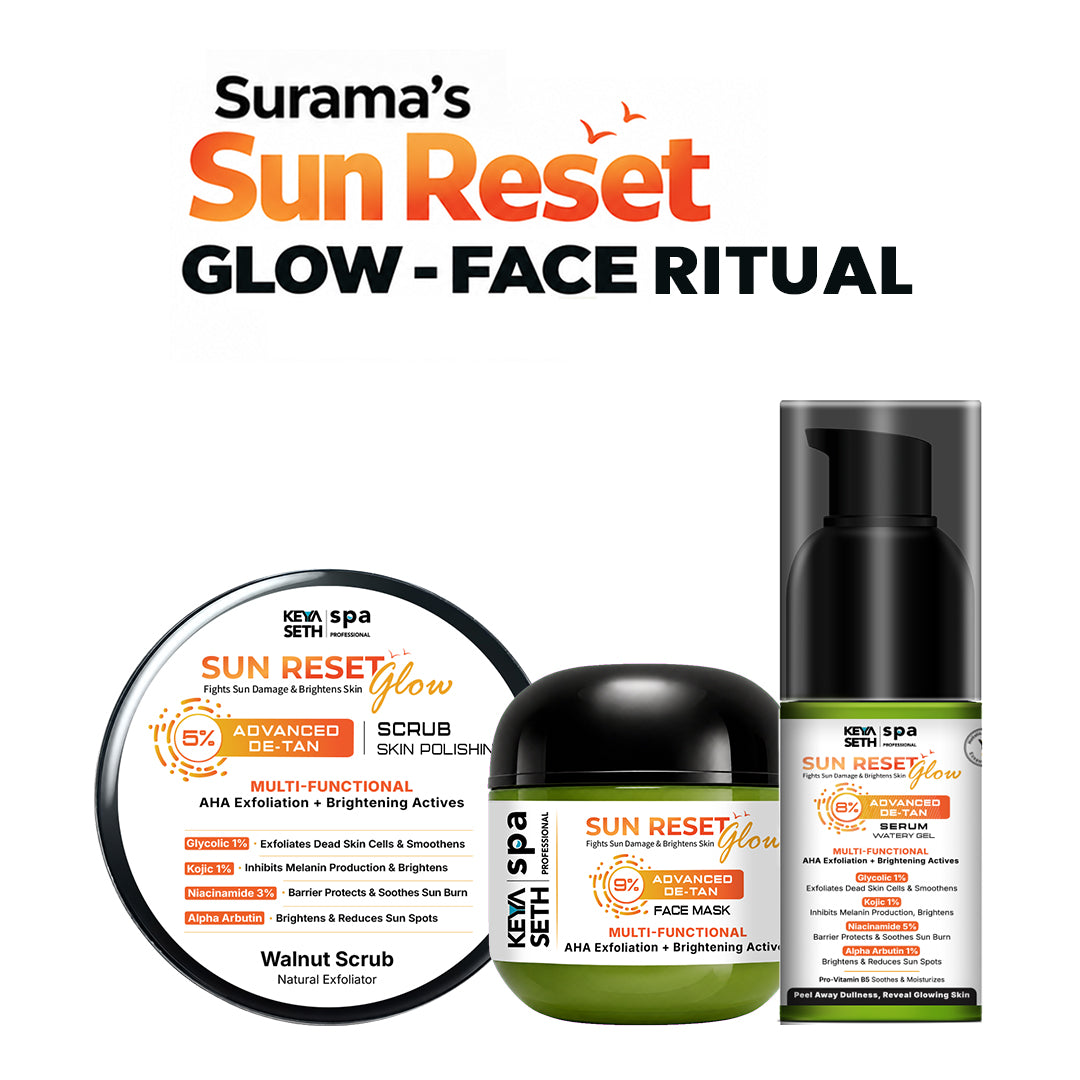 Surama’s Face De-Tan Ritual – Advanced Sun Damage & Tan Removal Scrub, Serum & Face Mask for Dark Spots, Pigmentation, Brightening & Even-Toned Glowing Skin