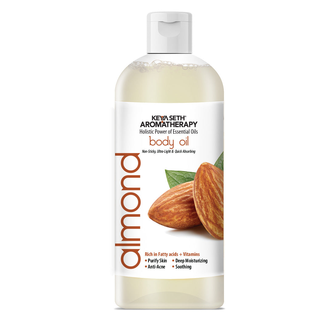 Almond Body Oil - Anti-Acne, Deep Moisturizing, Soothing, Skin Nourishment; Non-Sticky, Quick-Absorbing - Keya Seth Aromatherapy