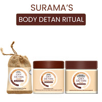 Surama’s Body Detan Ritual with  Oxy Detan Soap, Oxy Detan Scrub, & Oxy Detan Pack - Exfoliates, Removes Tan, Brightens & Locks Skin Hydration
