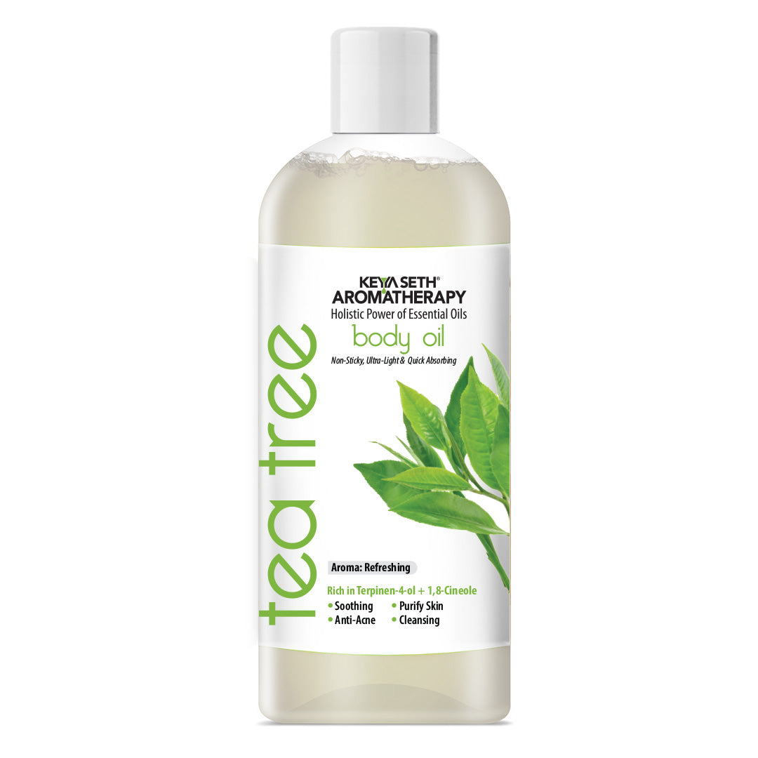 Tea Tree Body Oil - Moisturising, Anti Acne, Cleansing, Soothing & Purifies Skin; Non-Sticky, Quick-Absorbing - Keya Seth Aromatherapy