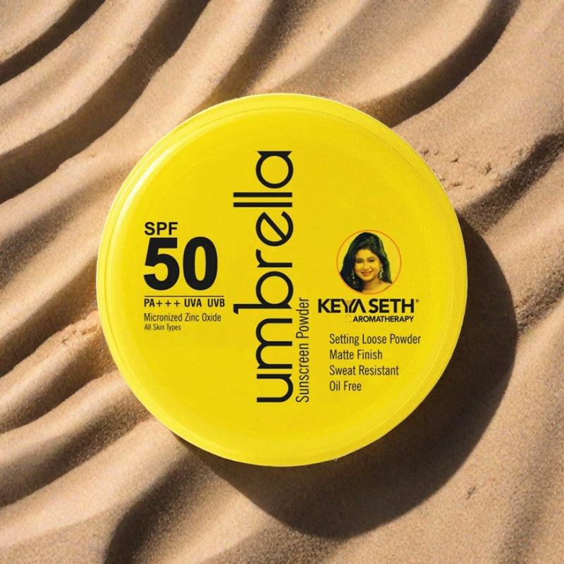 Umbrella Sunscreen Powder SPF 50 with PA+++ UV Protection, Sweat Resistant Formula, Micronized Zinc Oxide for Oily Skin