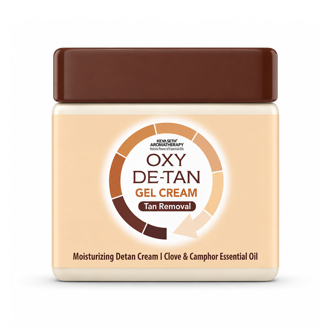Oxy De-Tan Gel Cream – Moisturizing, Tan Removal & Glowing Skin with Clove and Camphor Essential Oils - Keya Seth Aromatherapy