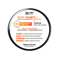 5% Advance De Tan SUN RESET Glow Skin Polishing Scrub 1% Glycolic, 1% Kojic, 3% Niacinamide, Alpha Arbutin Fights Sun Damage & Brightens Skin - Keya Seth Aromatherapy