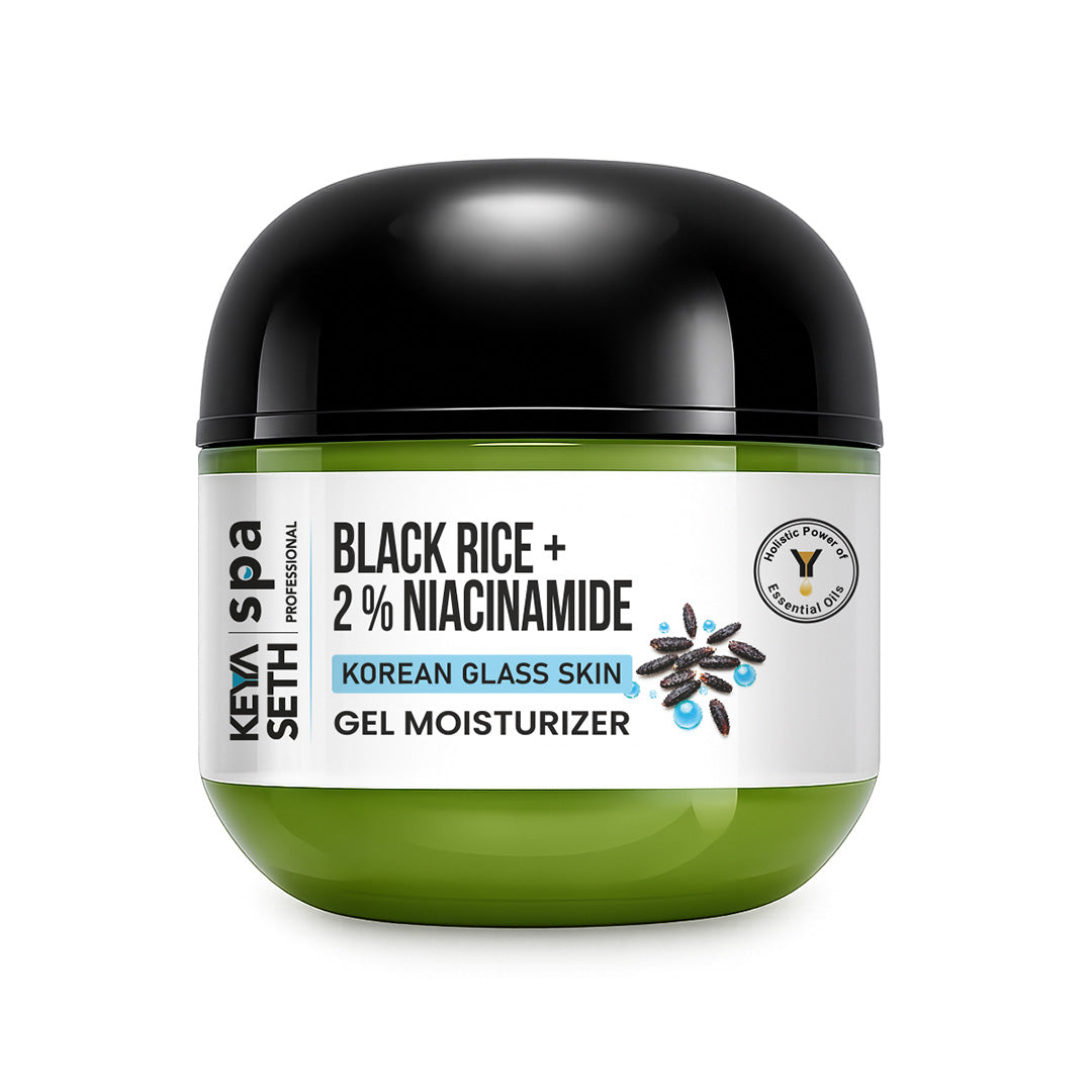 Korean Glass Skin Gel Moisturizer - 1% Black Rice, 2% Niacinamide & Peptide – Hydrates, Brightens & Strengthens Skin Barrier - Keya Seth Aromatherapy