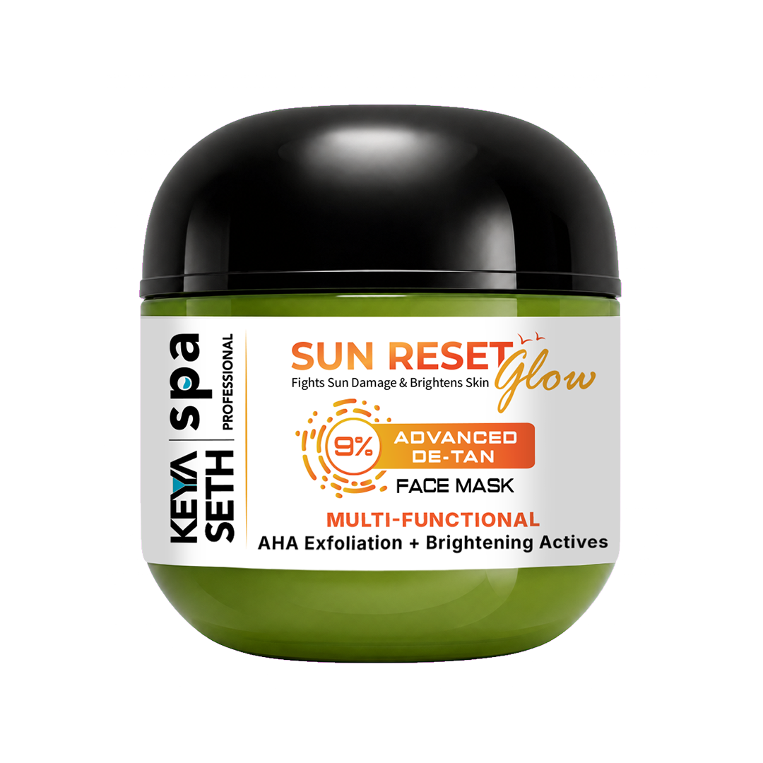 9% Advanced De-Tan SUN RESET Glow Face Mask, 2% Glycolic, 2% Kojic, 5% Niacinamide, Alpha Arbutin, Fights Sun Damage, Exfoliates Dead Skin & Brightens Skin - Keya Seth Aromatherapy