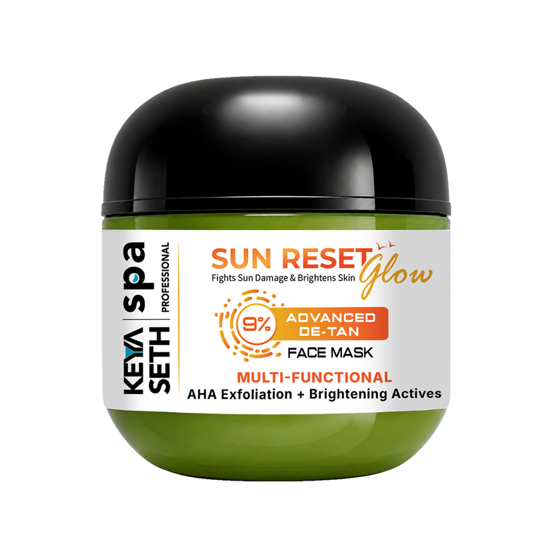 9% Advanced De-Tan SUN RESET Glow Face Mask, 2% Glycolic, 2% Kojic, 5% Niacinamide, Alpha Arbutin, Fights Sun Damage, Exfoliates Dead Skin & Brightens Skin - Keya Seth Aromatherapy