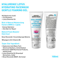 Hyaluronic Lotus Hydrating Facewash, 2 % Pentavitin + Natural Glucoside Foaming, NMFs + Lipids, Skin Barrier Repair, Gentle SLS Free