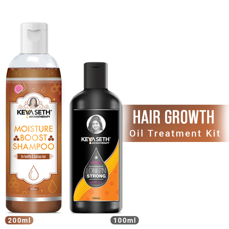 Hair Growth Oil Treatment Kit – Moisture Boost Shampoo & Alopex Long N Strong Hair Oil with Rosemary, Tea Tree, Honey & Provitamin B5 for Hydration, Strength & Hair Growth - Keya Seth Aromatherapy