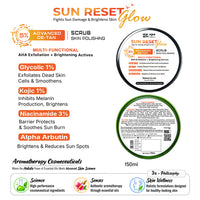 5% Advance De Tan SUN RESET Glow Skin Polishing Scrub 1% Glycolic, 1% Kojic, 3% Niacinamide, Alpha Arbutin Fights Sun Damage & Brightens Skin - Keya Seth Aromatherapy