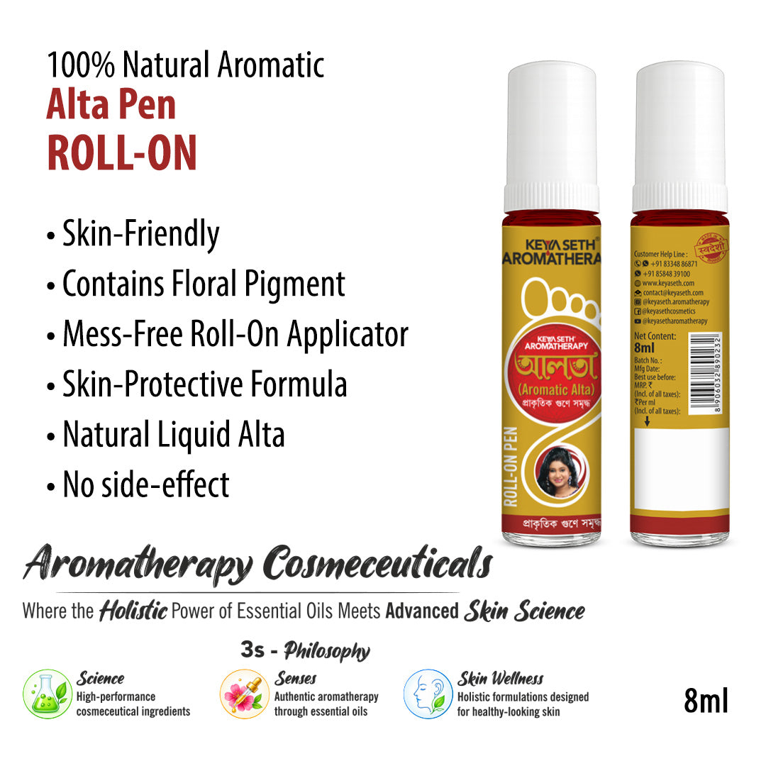 100% Natural - Alta Pen Roller Point Pen Precise Applicator - for Hands and Feet Design, for Dance, Festival & Rituals, Floral Pigments, No Side Effects, Easy to Apply, Quick Washable - Keya Seth Aromatherapy