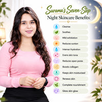 Surama’s Night Skin Care Ritual – Hydrating Face Wash, Exfoliating Toner, Hyaluronic Acid & Vitamin C Serums, Black Rice Moisturizer & Pudding Mask for Deep Hydration, Barrier Repair, Brightening & Anti-Ageing