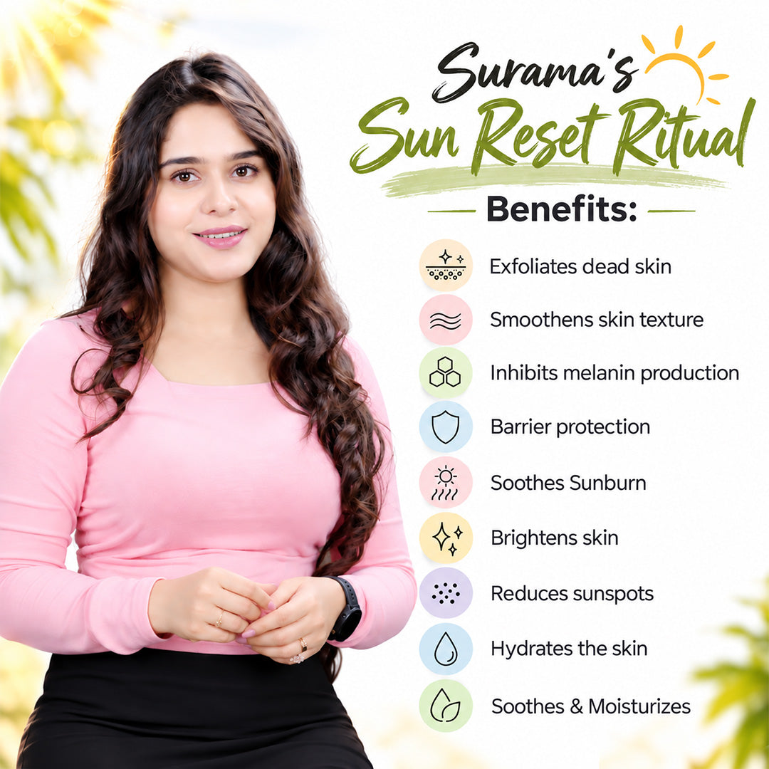 Surama’s Face De-Tan Ritual – Advanced Sun Damage & Tan Removal Scrub, Serum & Face Mask for Dark Spots, Pigmentation, Brightening & Even-Toned Glowing Skin
