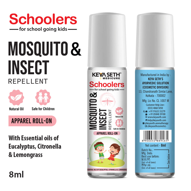 Schoolers Baby & Kids Mosquito-Insect Repellent Fabric Roll-On With Citronella, Lemongrass, Clove, Eucalyptus, Neem seed and Tea tree oils, Natural, DEET Free & Safe