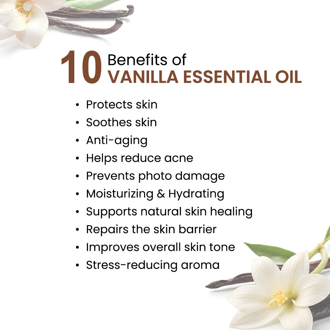 Vanilla Body Oil - Moisturizing, Nourishing, Anti-Acne For Glowing Skin; Non Sticky, Quick-Absorbing