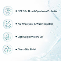 Korean Glass Skin Hybrid Aqua Serum Sunscreen SPF 50 PA+++ – Black Rice & 5% Niacinamide, Watery Gel, No White Cast, Water-Resistant with Parsol HS & M - Keya Seth Aromatherapy