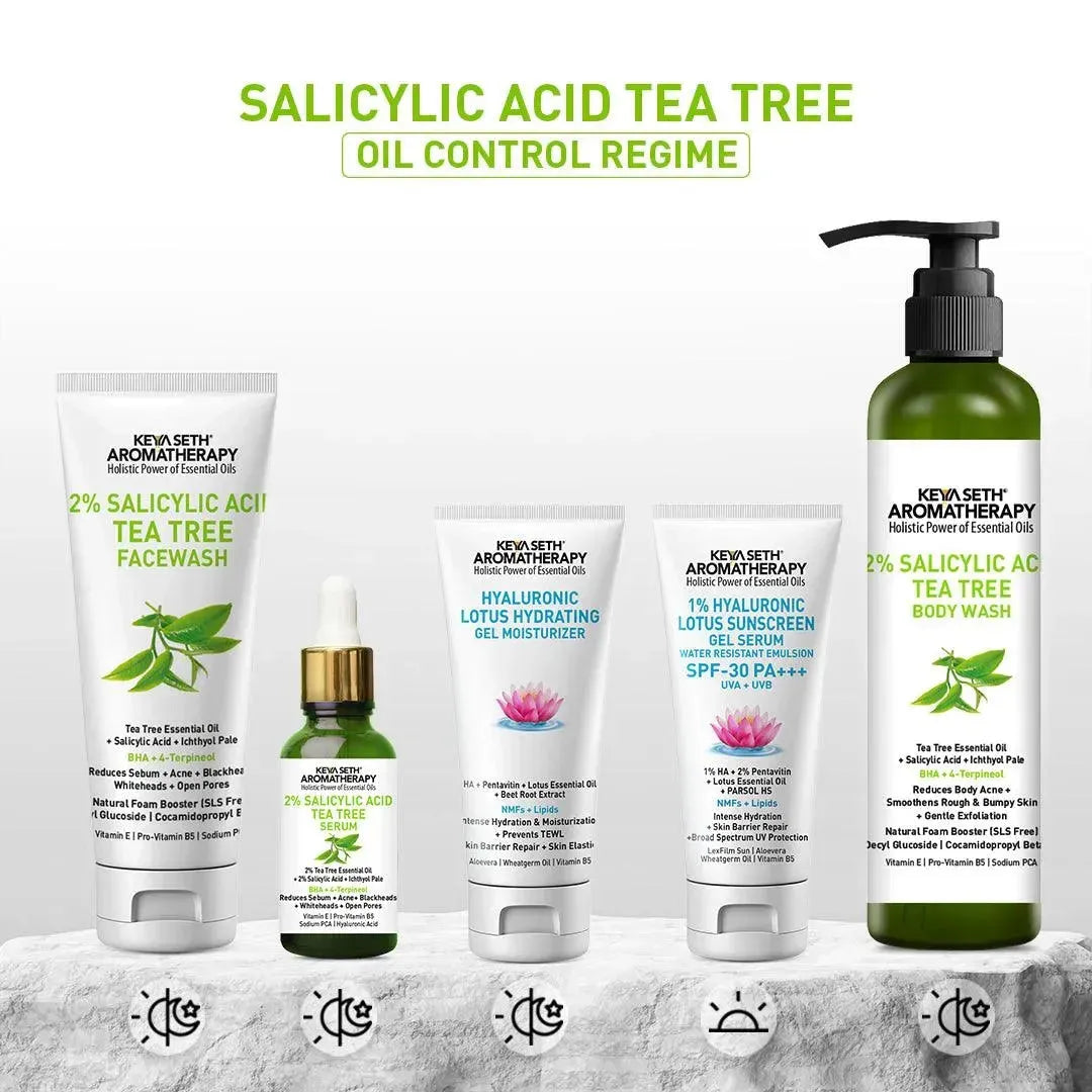 Acne Solution Kit: 2% Salicylic Acid Tea Tree Oil Facewash & Serum