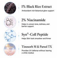 Korean Glass Skin Hybrid Aqua Serum Sunscreen SPF 50 PA+++ – Black Rice & 5% Niacinamide, Watery Gel, No White Cast, Water-Resistant with Parsol HS & M - Keya Seth Aromatherapy
