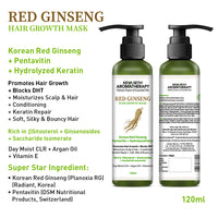 Surama’s Hair Care Ritual- Korean Red Ginseng Serum, Alopex Penta Active 10 Serum, Red Ginseng Shampoo, & Red Ginseng Mask for Scalp Health & Hydration, Stop Hair Fall & Promote New Hair Growth