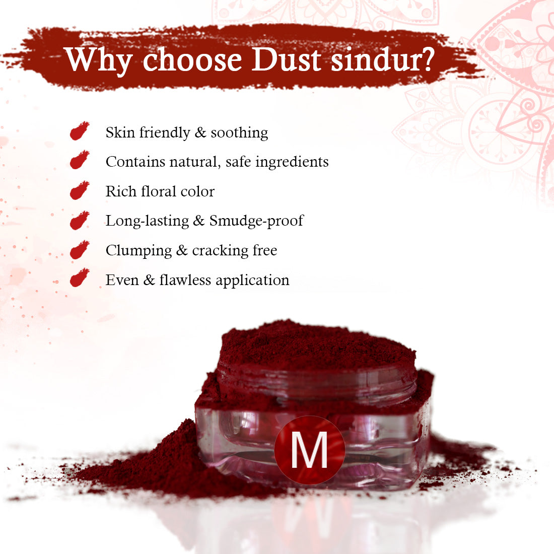 100% Natural Dust Sindoor Maroon with Herbs Extracts & Floral Pigments Kumkum, No side Effects & No Hair Fall - Keya Seth Aromatherapy