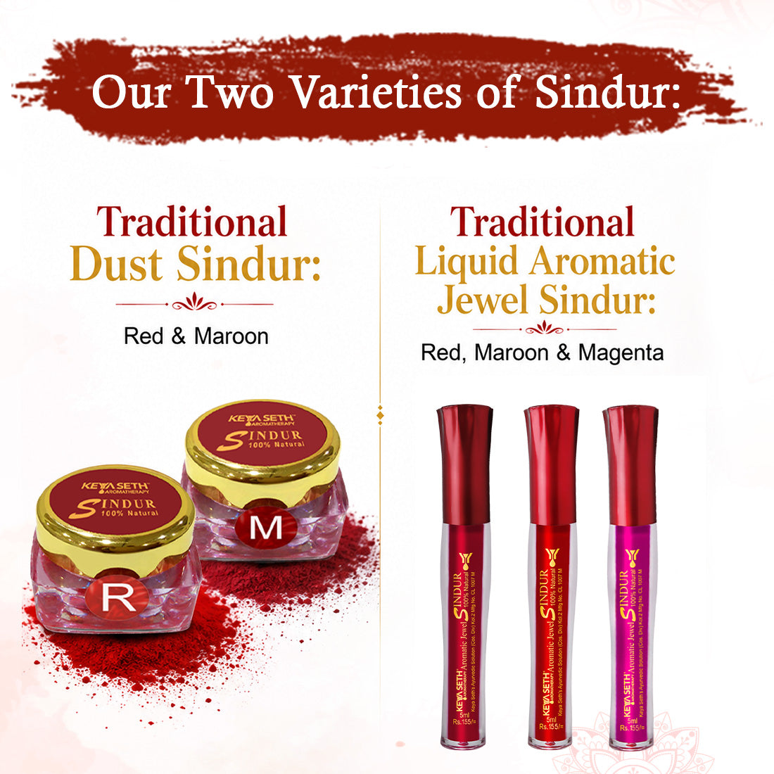 100% Natural Dust Sindoor Maroon with Herbs Extracts & Floral Pigments Kumkum, No side Effects & No Hair Fall - Keya Seth Aromatherapy