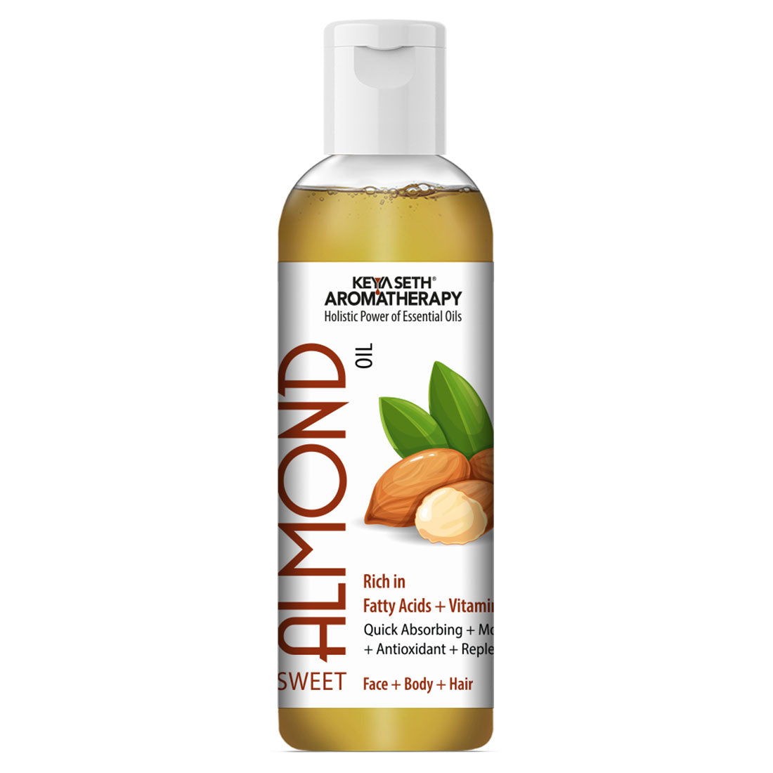 Sweet Almond Oil for Face, Body & Hair – Moisturizing, Anti-Aging, Hair Growth & Scalp Nourishment with Vitamin E & Fatty Acids - Keya Seth Aromatherapy