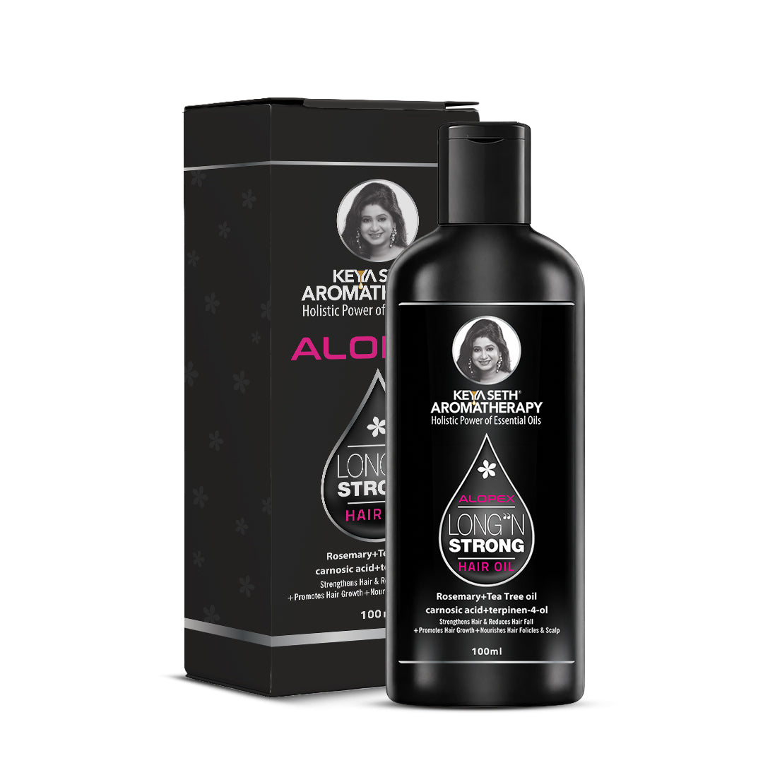 Alopex Long N Strong Hair Oil with Rosemary & Tea Tree Essential Oil – Strengthens Hair, Reduces Hair Fall, Promotes Hair Growth & Nourishes Hair Follicles & Scalp - Keya Seth Aromatherapy
