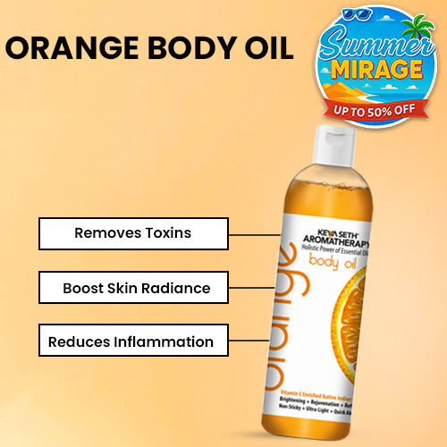 Orange Body Oil, Vitamin C Enriched, Brightening, Rejuvenating & Refreshing - Keya Seth Aromatherapy