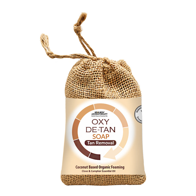 Oxy De-Tan Organic Foaming Soap – Removes Tan & Promotes Glowing Skin with Clove & Camphor Essential Oils - Keya Seth Aromatherapy