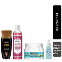 Complete Grey Coverage & Hair Care Combo - Oil, Shampoo, Spa Cream & Serum; Lasting Colour, Strengthens, Conditioning, Protection.