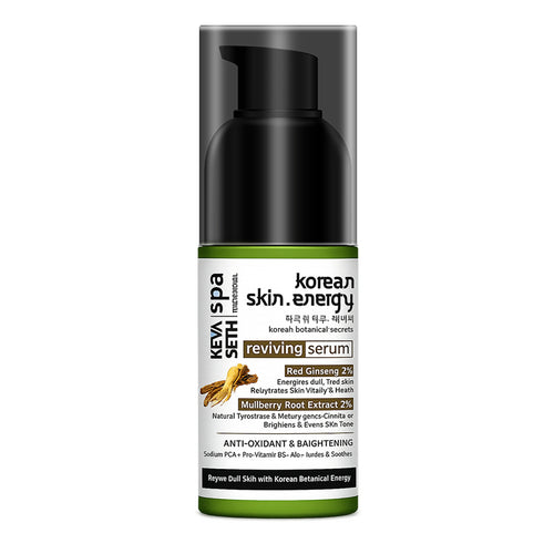 Korean Skin Energy Reviving Serum - 2% Korean Red Ginseng & 2% Mulberry Root Extract, Energizes Dull Skin, Brightens Uneven Tone & Restores Skin Vitality - Keya Seth Aromatherapy