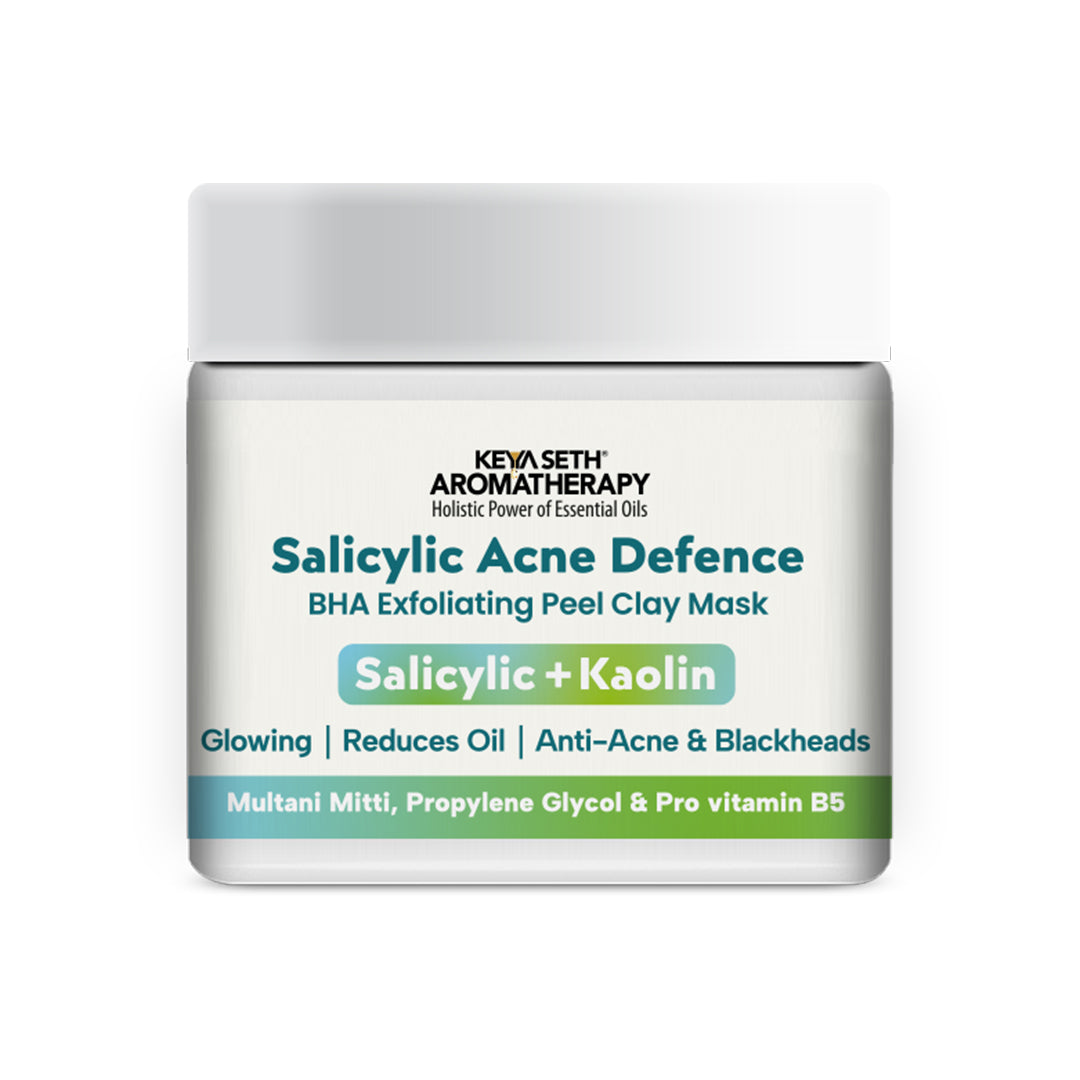 Salicylic Acne Defence BHA Exfoliating Peel Clay Mask - Glowing, Reduces Oil, Anti Acne, Remove Blackheads - Keya Seth Aromatherapy