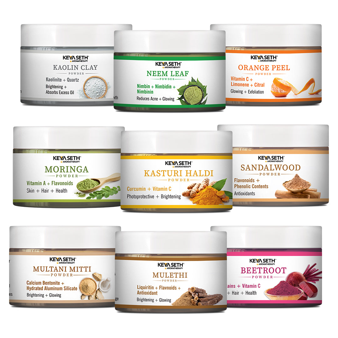 Navratna Ubtan Face Pack Powder Combo – With Sandalwood, Kasturi, Orange, Beetroot, Mulethi, Moringa, Kaolin, Neem, Multani; Fights Irritation, Reduces Acne, Calms Skin