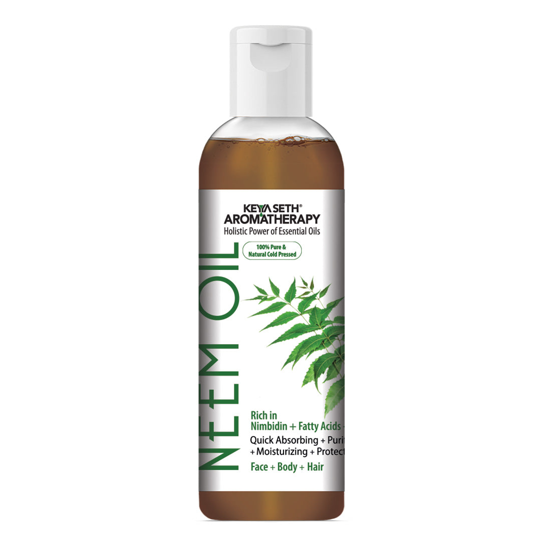 100% Pure & Natural Cold-Pressed Neem Oil for Face, Body & Hair – Moisturizing - Keya Seth Aromatherapy