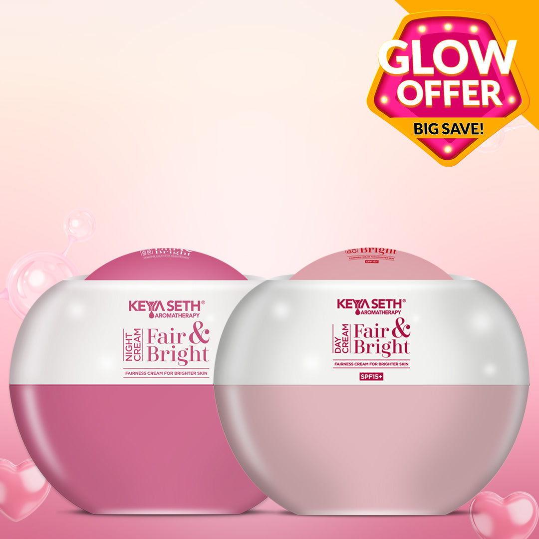 "Fair & Bright" Day & Night Cream Combo - Skin Brightening, Whitening, Nourishing ,Overnight Repair Fairness Moisturizer Enriched with Essential Oil. - Keya Seth Aromatherapy