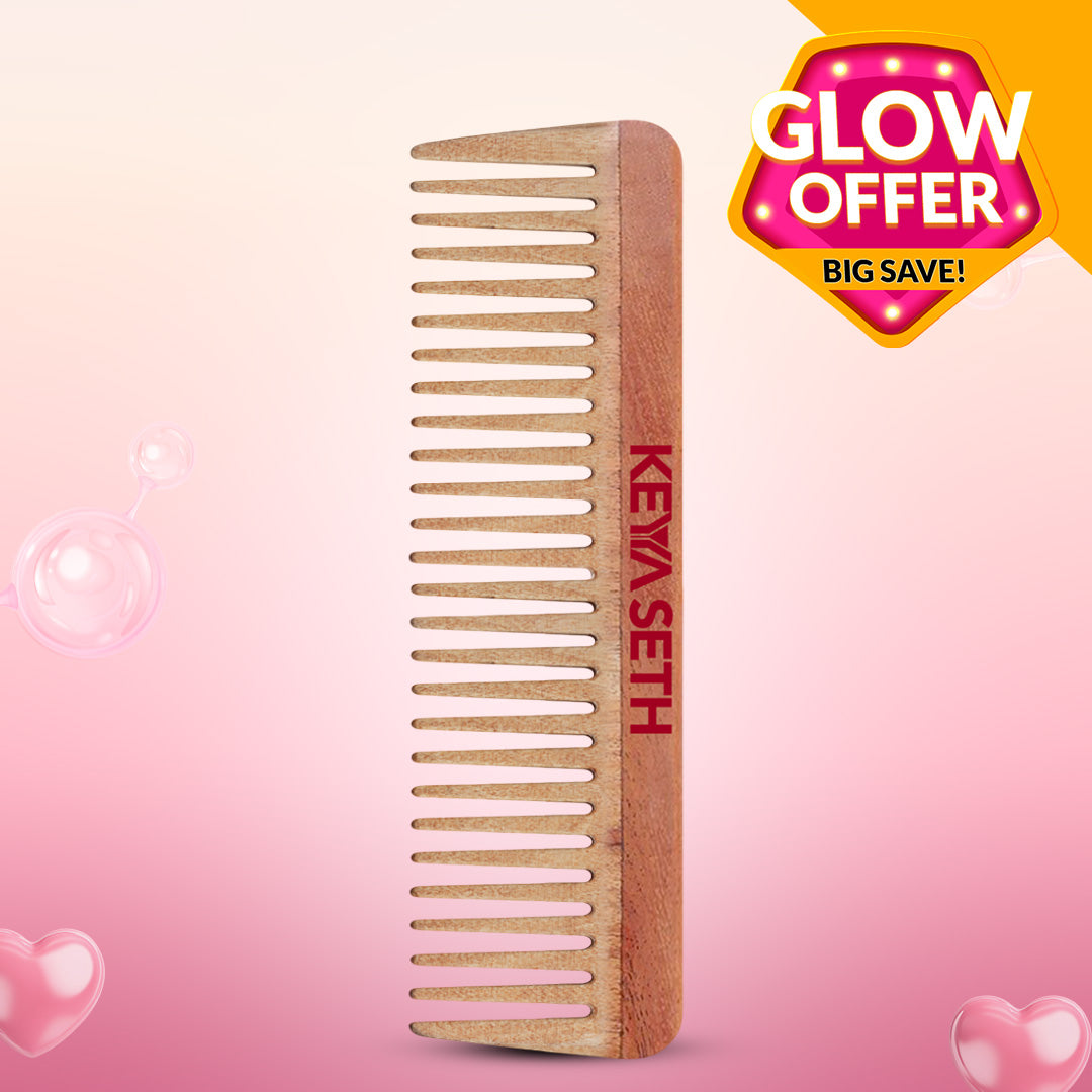 Neem Wooden Comb Wide Tooth for Hair Growth for Men & Women All Purpose Large Size Perfect Hair Setter. - Keya Seth Aromatherapy