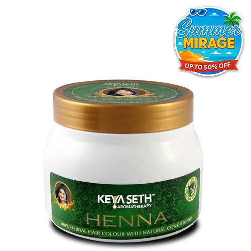 Henna Powder Herbal Hair Colour with Nature Conditioner for Silky & Shiny Hair with Aloe Vera, Catechu & Tea leaves - Keya Seth Aromatherapy