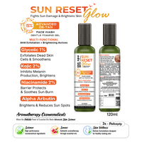5% Advanced De Tan SUN REST Glow Foaming Face Wash Gel 1% Glycolic, 2% Kojic, 2% Niacinamide, Alpha Arbutin, Fights Sun Damage & Brightens Skin - Keya Seth Aromatherapy