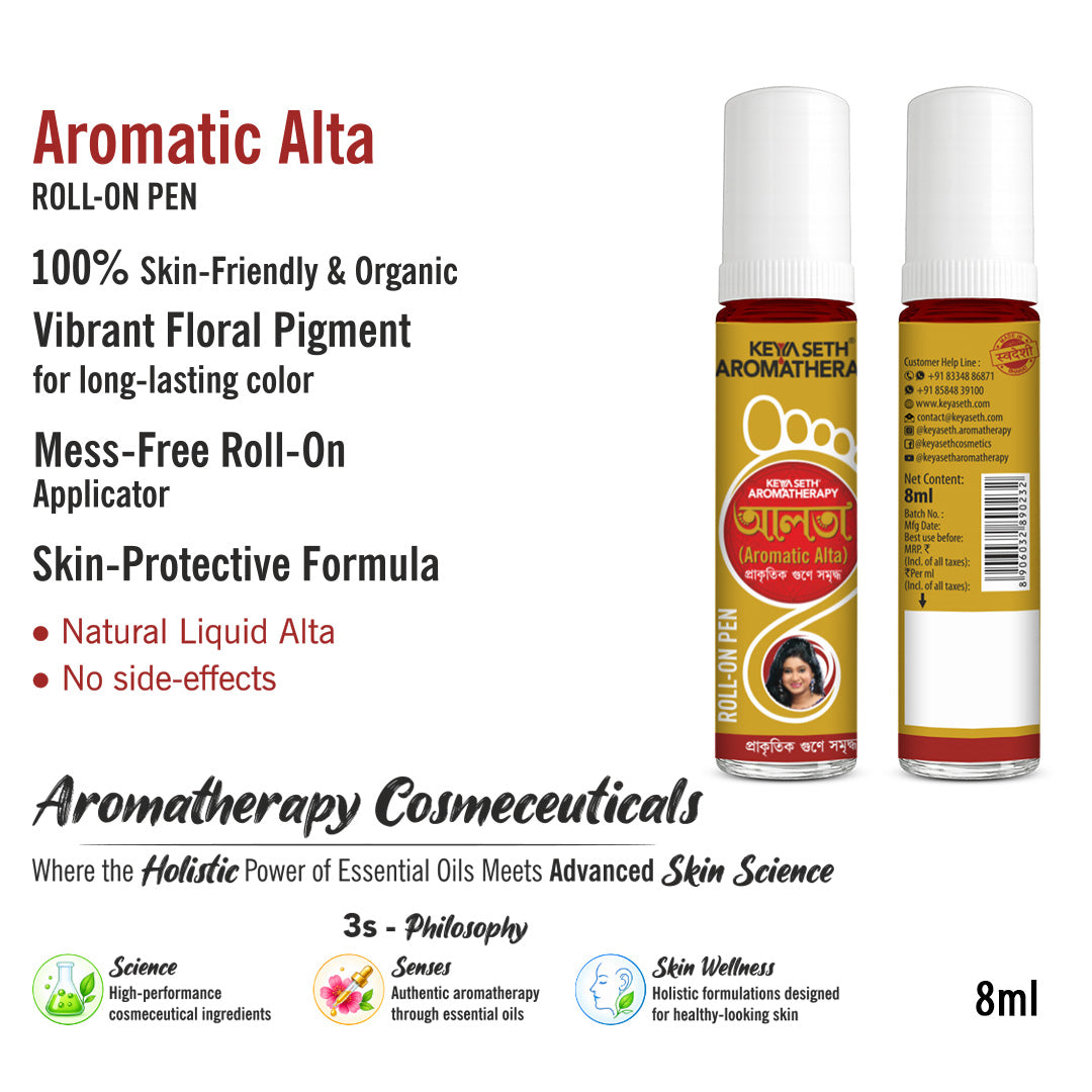 100% Natural Aromatic Alta Roll-On Pen for Hands & Feet - Floral Pigments, No Side Effects - Keya Seth Aromatherapy